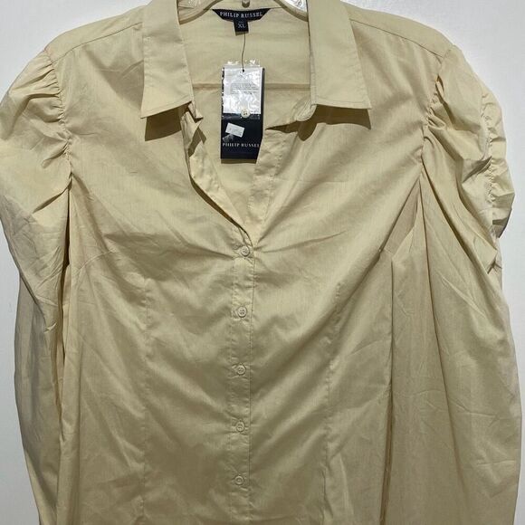 Philip Russel Women's Cream Collard Long Sleeves Button Up Shirts Size XL - Picture 1 of 8